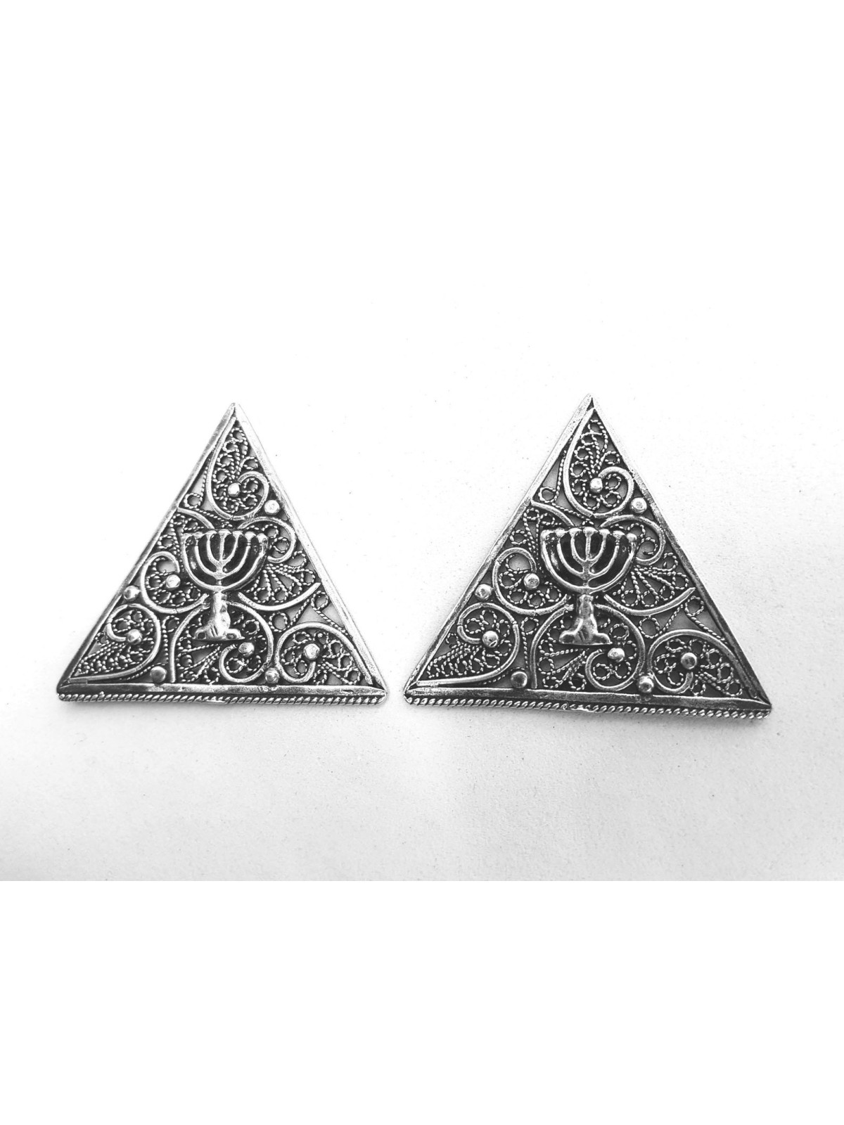 חנוכיית משולש פיליגרן תימני כסף טלית ג , מתנות לפסח ,